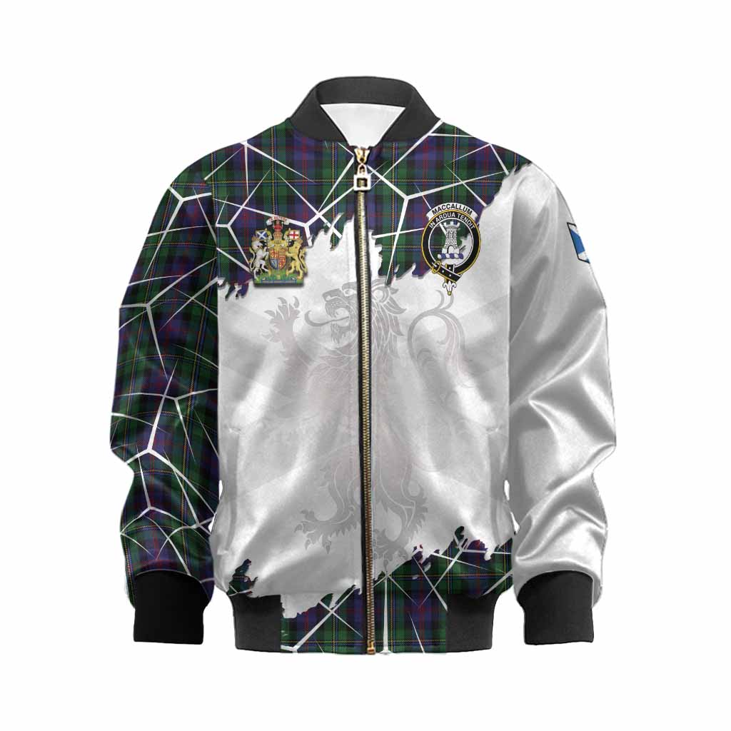 MacCallum (McCallum) Tartan Kid Bomber Jacket with Family Crest and Lion Rampant Grunge Style