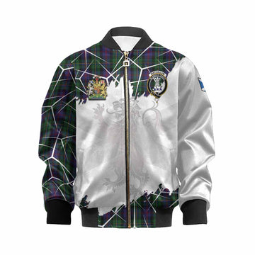MacCallum (McCallum) Tartan Kid Bomber Jacket with Family Crest and Lion Rampant Grunge Style