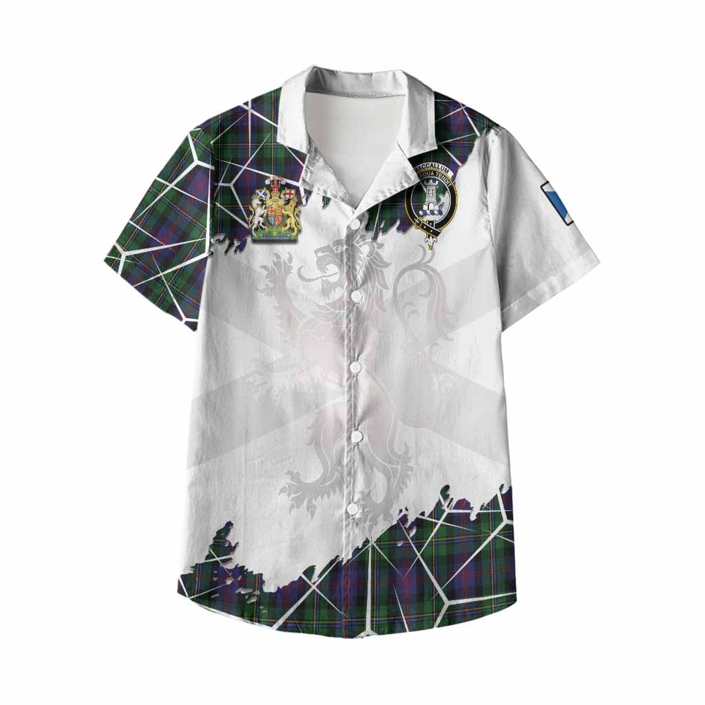 MacCallum (McCallum) Tartan Kid Hawaiian Shirt with Family Crest and Lion Rampant Grunge Style