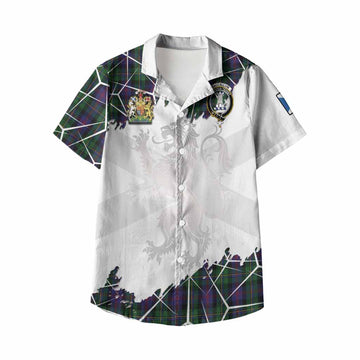 MacCallum (McCallum) Tartan Kid Hawaiian Shirt with Family Crest and Lion Rampant Grunge Style