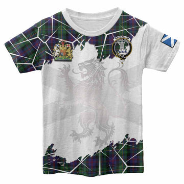 MacCallum (McCallum) Tartan Kid T-shirt with Family Crest and Lion Rampant Grunge Style