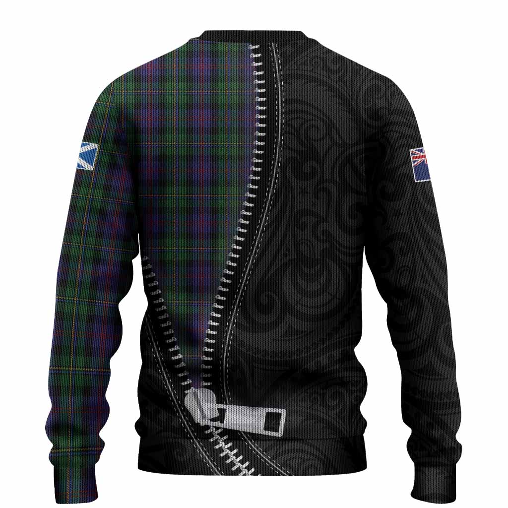 MacCallum (McCallum) Tartan Knitted Sweater New Zealand Pattern Unique Zipper Stylized