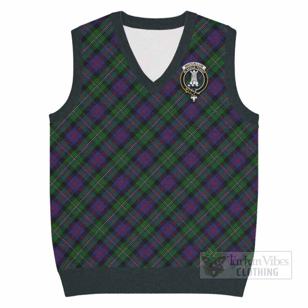 MacCallum (McCallum) Tartan Knitted V-Neck Vest with Family Crest Cross Style
