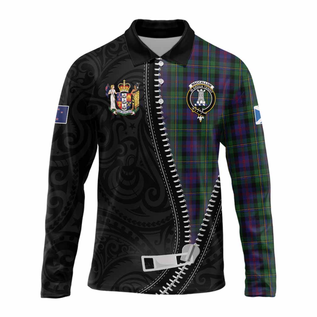 MacCallum (McCallum) Tartan Long Sleeve Polo Shirt New Zealand Pattern Unique Zipper Stylized