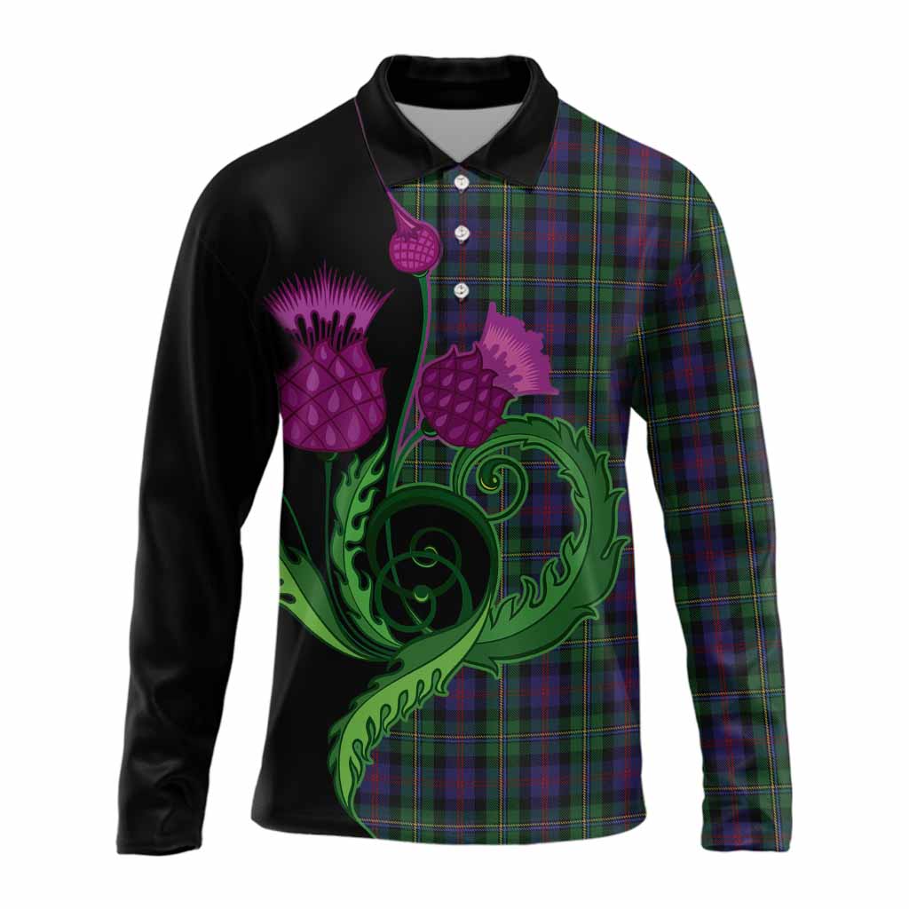 MacCallum (McCallum) Tartan Long Sleeve Polo Shirt Traditional Scottish Thistle