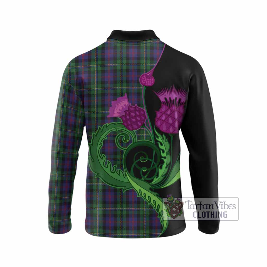 MacCallum (McCallum) Tartan Long Sleeve Polo Shirt Traditional Scottish Thistle