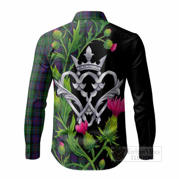 MacCallum (McCallum) Tartan Luckenbooth Long Sleeve Button Shirts Silver Heart Crown Thistle Floral