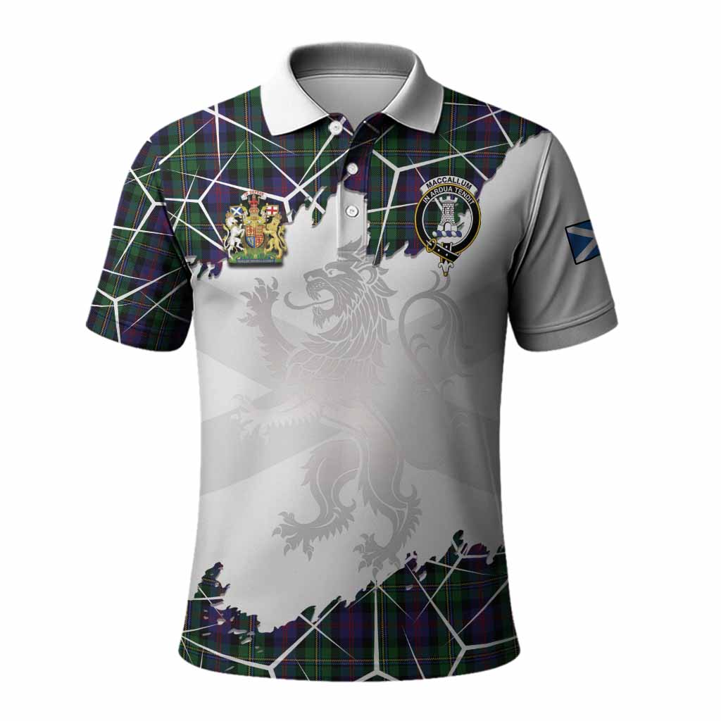 MacCallum (McCallum) Tartan Polo Shirt with Family Crest and Lion Rampant Grunge Style