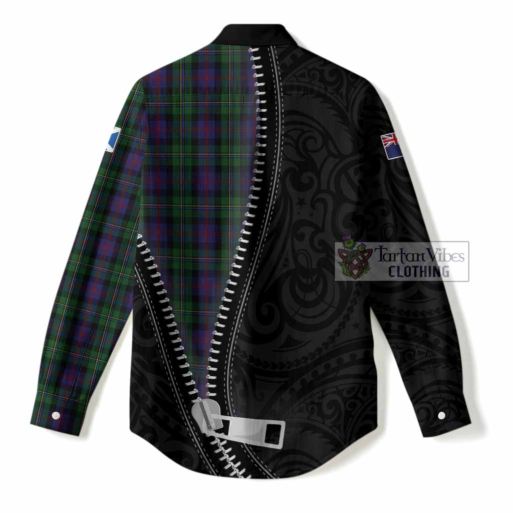 MacCallum (McCallum) Tartan Women Casual Shirt New Zealand Pattern Unique Zipper Stylized