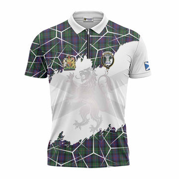 MacCallum (McCallum) Tartan Zipper Polo Shirt with Family Crest and Lion Rampant Grunge Style
