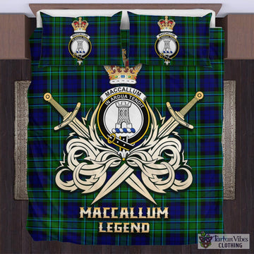 MacCallum Modern Tartan Bedding Set with Clan Crest and the Golden Sword of Courageous Legacy