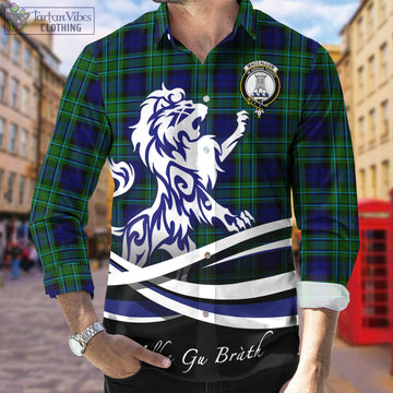 MacCallum Modern Tartan Long Sleeve Button Up Shirt with Alba Gu Brath Regal Lion Emblem