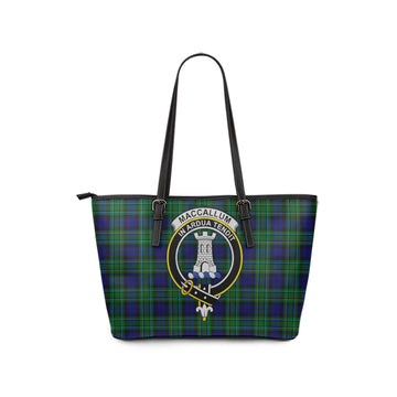 MacCallum Modern Tartan Leather Tote Bag with Family Crest