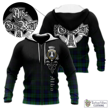 MacCallum Modern Tartan Knitted Hoodie Featuring Alba Gu Brath Family Crest Celtic Inspired