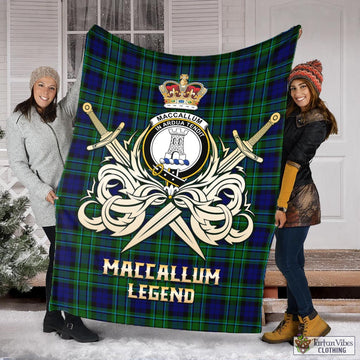 MacCallum Modern Tartan Blanket with Clan Crest and the Golden Sword of Courageous Legacy