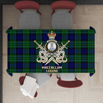 MacCallum Modern Tartan Tablecloth with Clan Crest and the Golden Sword of Courageous Legacy