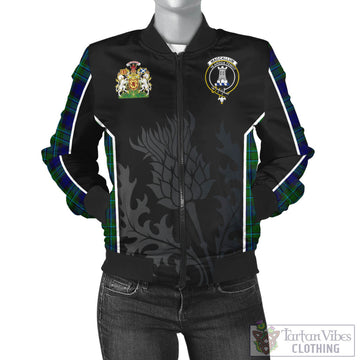 MacCallum Modern Tartan Bomber Jacket with Family Crest and Scottish Thistle Vibes Sport Style