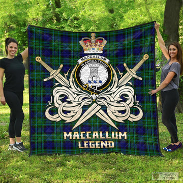MacCallum Modern Tartan Quilt with Clan Crest and the Golden Sword of Courageous Legacy