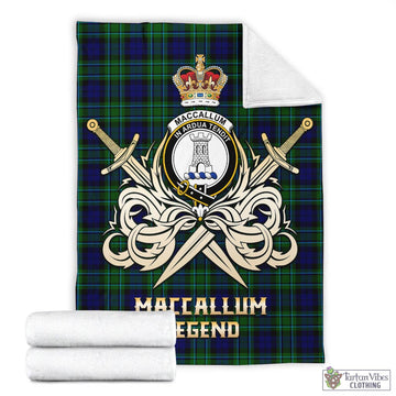 MacCallum Modern Tartan Blanket with Clan Crest and the Golden Sword of Courageous Legacy