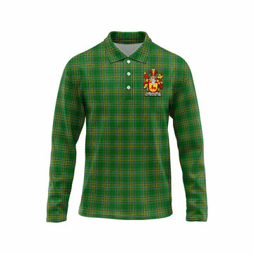 Tartan Vibes Clothing MacCartney Irish Clan Tartan Long Sleeve Polo Shirt with Coat of Arms