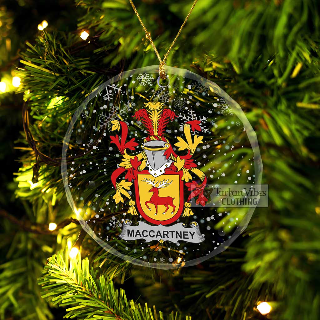Tartan Vibes Clothing MacCartney Irish Clan Christmas Glass Ornament with Coat of Arms