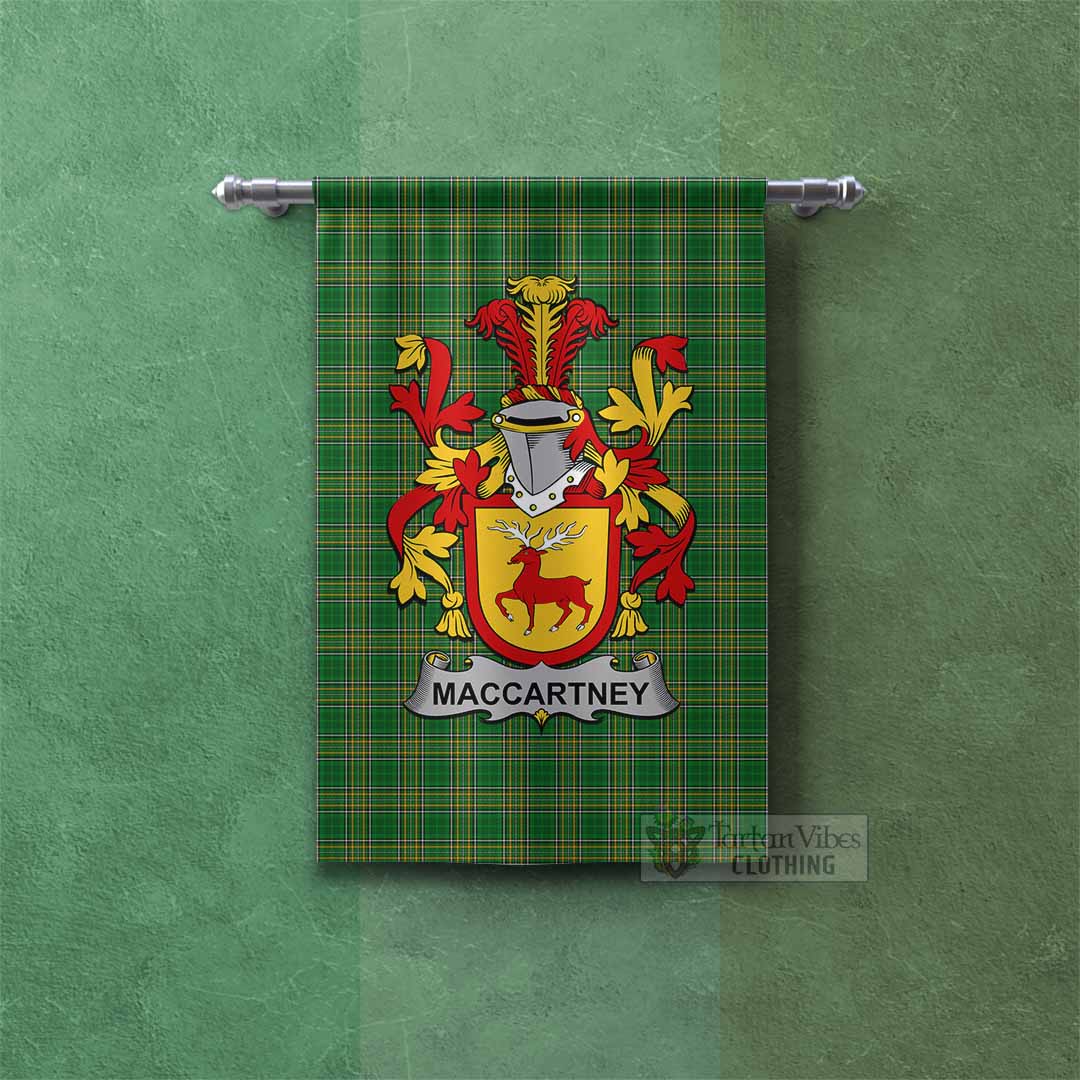 Tartan Vibes Clothing MacCartney Irish Clan Tartan Gonfalon, Tartan Banner with Coat of Arms