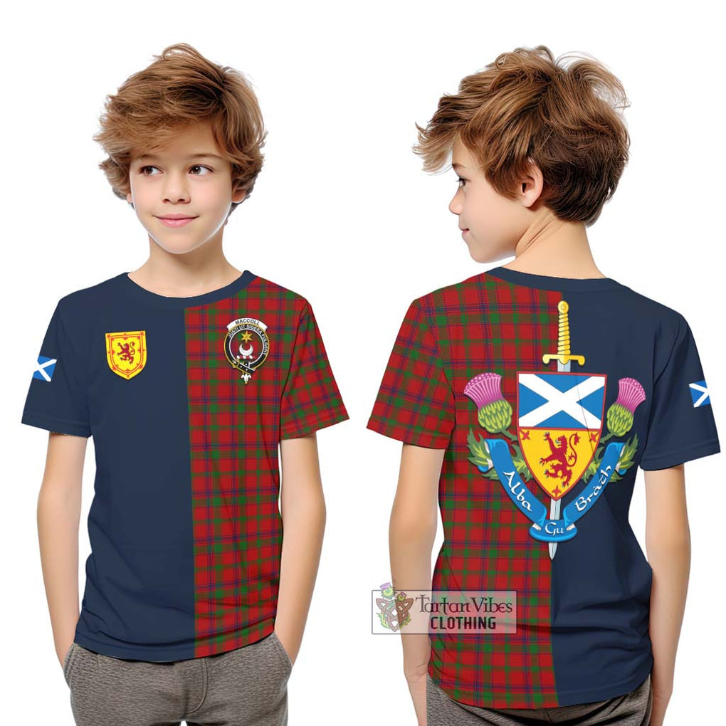 MacColl (McColl) Tartan Kid T-Shirt Alba with Scottish Lion Royal Arm Half Style Youth XL Size14 - Tartan Vibes Clothing