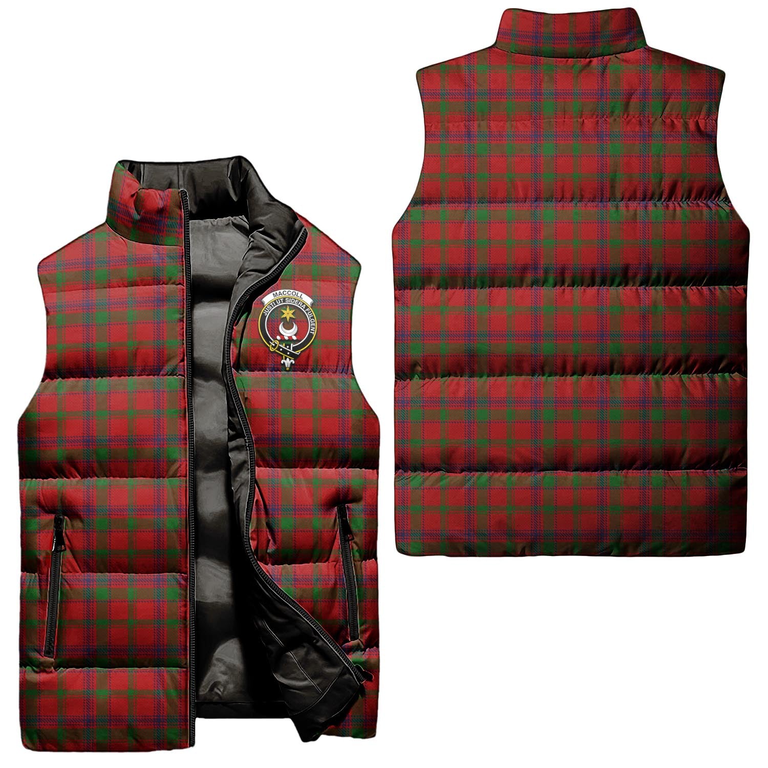 MacColl Tartan Sleeveless Puffer Jacket with Family Crest Unisex - Tartanvibesclothing