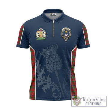 MacColl Tartan Zipper Polo Shirt with Family Crest and Scottish Thistle Vibes Sport Style