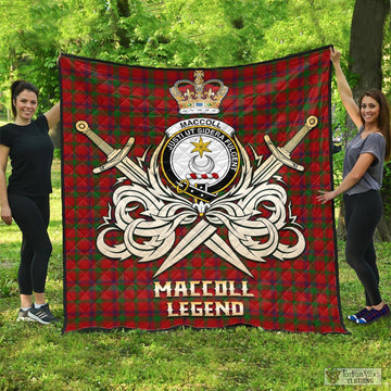 MacColl (McColl) Tartan Quilt with Clan Crest and the Golden Sword of Courageous Legacy - Tartan Vibes Clothing