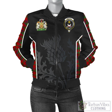 MacColl Tartan Bomber Jacket with Family Crest and Scottish Thistle Vibes Sport Style
