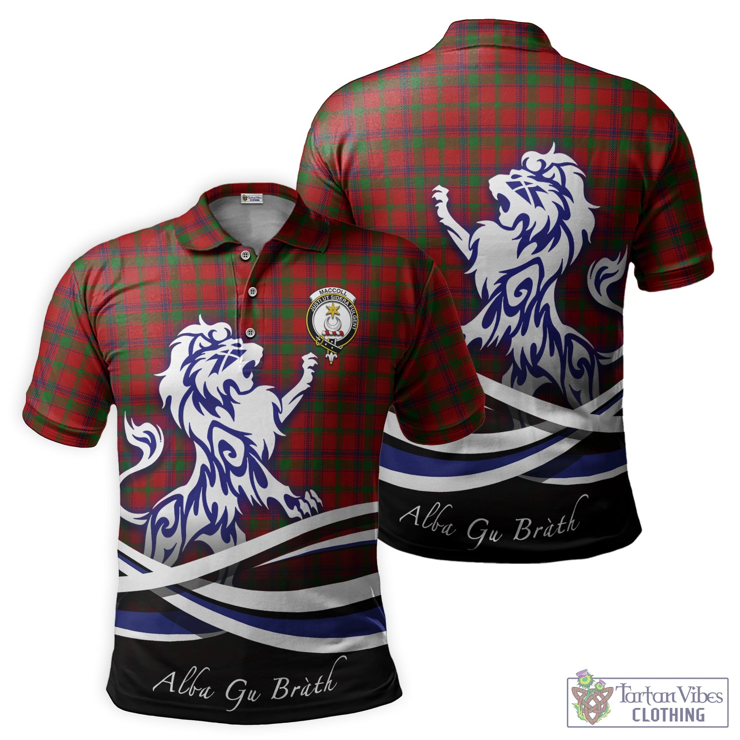MacColl (McColl) Tartan Polo Shirt with Alba Gu Brath Regal Lion Emblem - Tartan Vibes Clothing