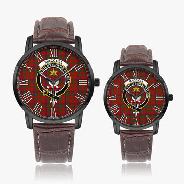 MacColl (McColl) Tartan Family Crest Leather Strap Quartz Watch - Tartan Vibes Clothing