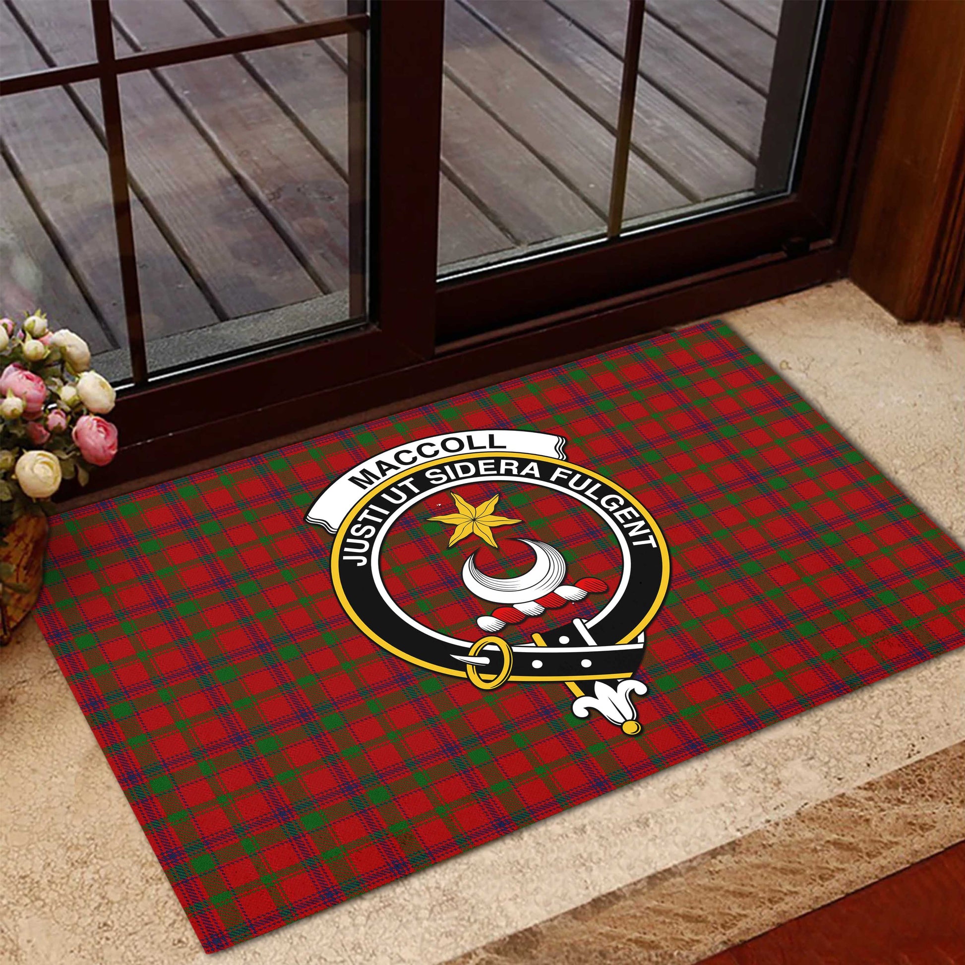 MacColl (McColl) Tartan Rubber Doormat with Family Crest - Tartan Vibes Clothing