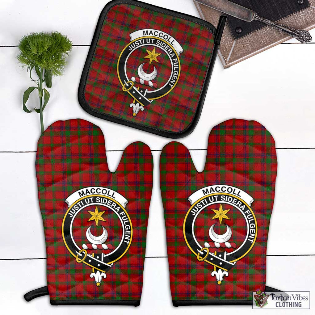 MacColl (McColl) Tartan Combo Oven Mitt & Pot-Holder with Family Crest Black - Tartan Vibes Clothing