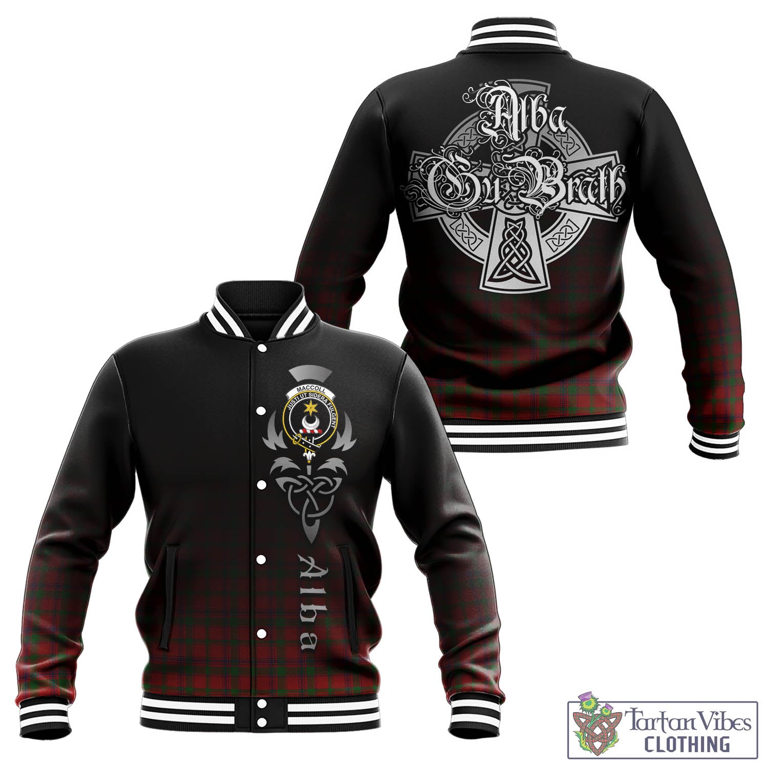 MacColl (McColl) Tartan Baseball Jacket Featuring Alba Gu Brath Family Crest Celtic Inspired - Tartan Vibes Clothing