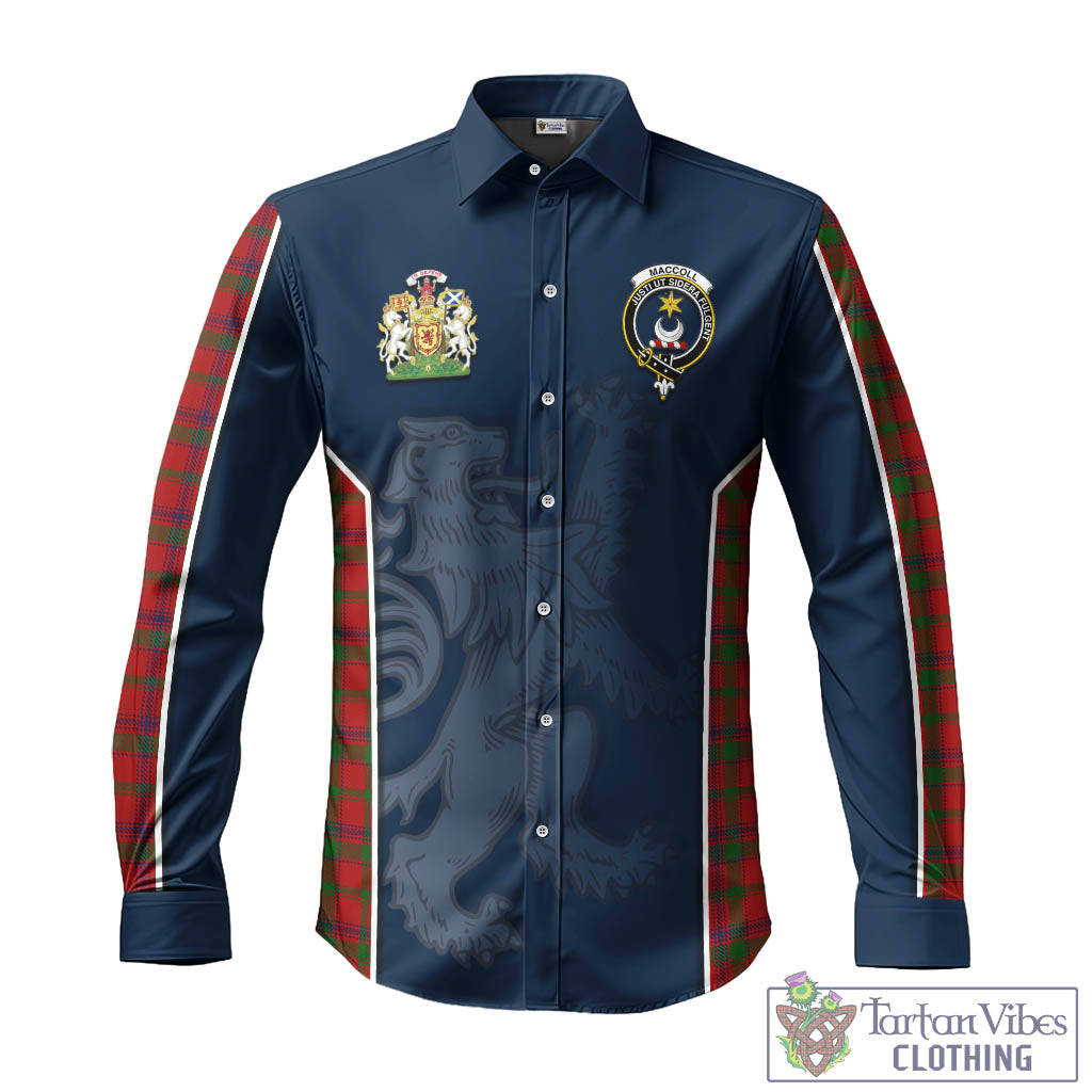 Tartan Vibes Clothing MacColl Tartan Long Sleeve Button Up Shirt with Family Crest and Lion Rampant Vibes Sport Style
