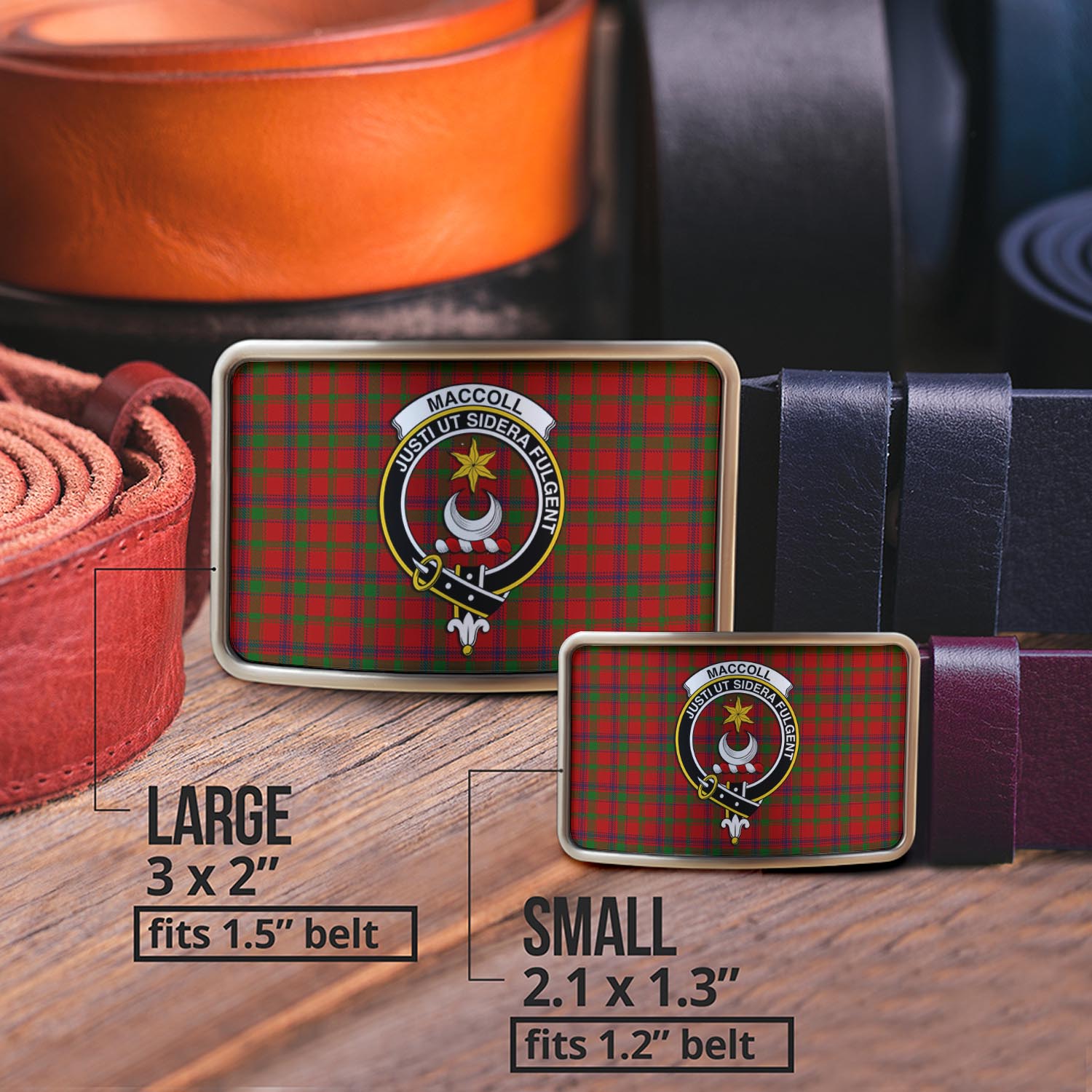 MacColl Tartan Belt Buckles with Family Crest - Tartanvibesclothing