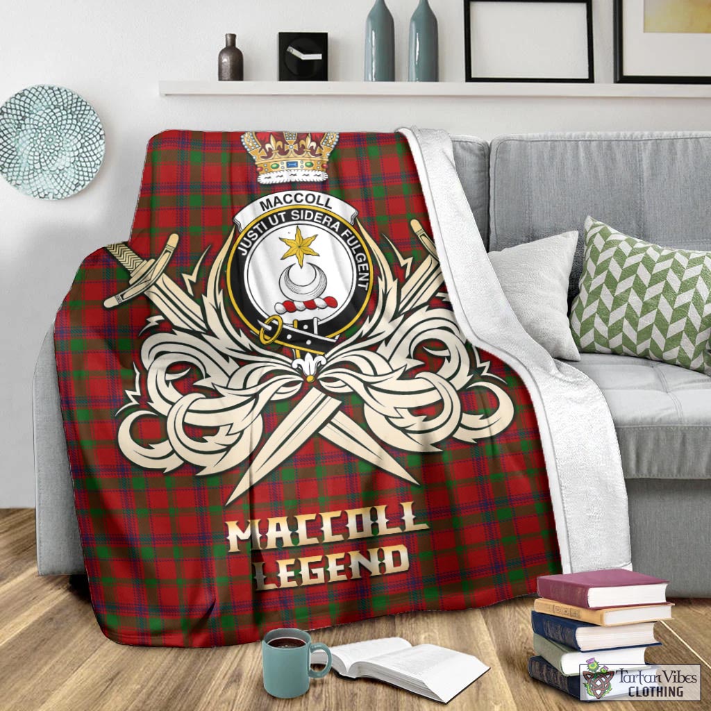 MacColl (McColl) Tartan Blanket with Clan Crest and the Golden Sword of Courageous Legacy