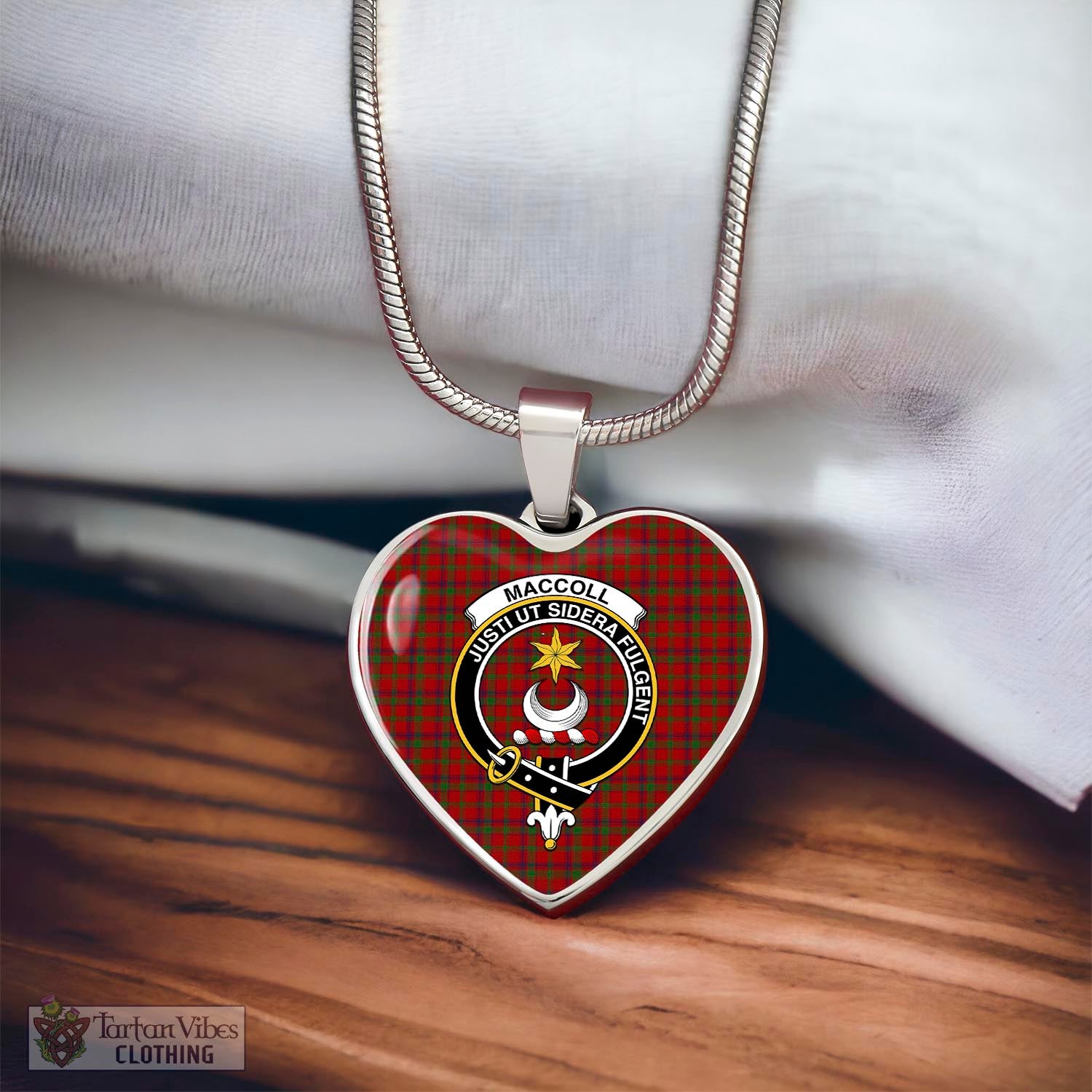 MacColl (McColl) Tartan Heart Necklace with Family Crest - Tartan Vibes Clothing