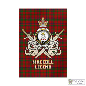 Tartan Vibes Clothing MacColl Tartan Flag with Clan Crest and the Golden Sword of Courageous Legacy