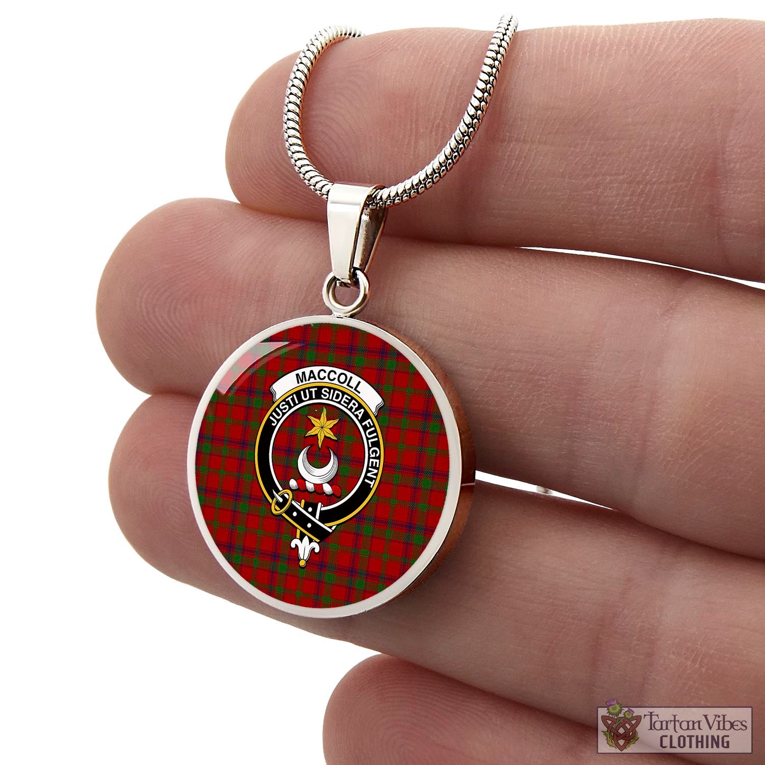 MacColl (McColl) Tartan Circle Necklace with Family Crest - Tartan Vibes Clothing