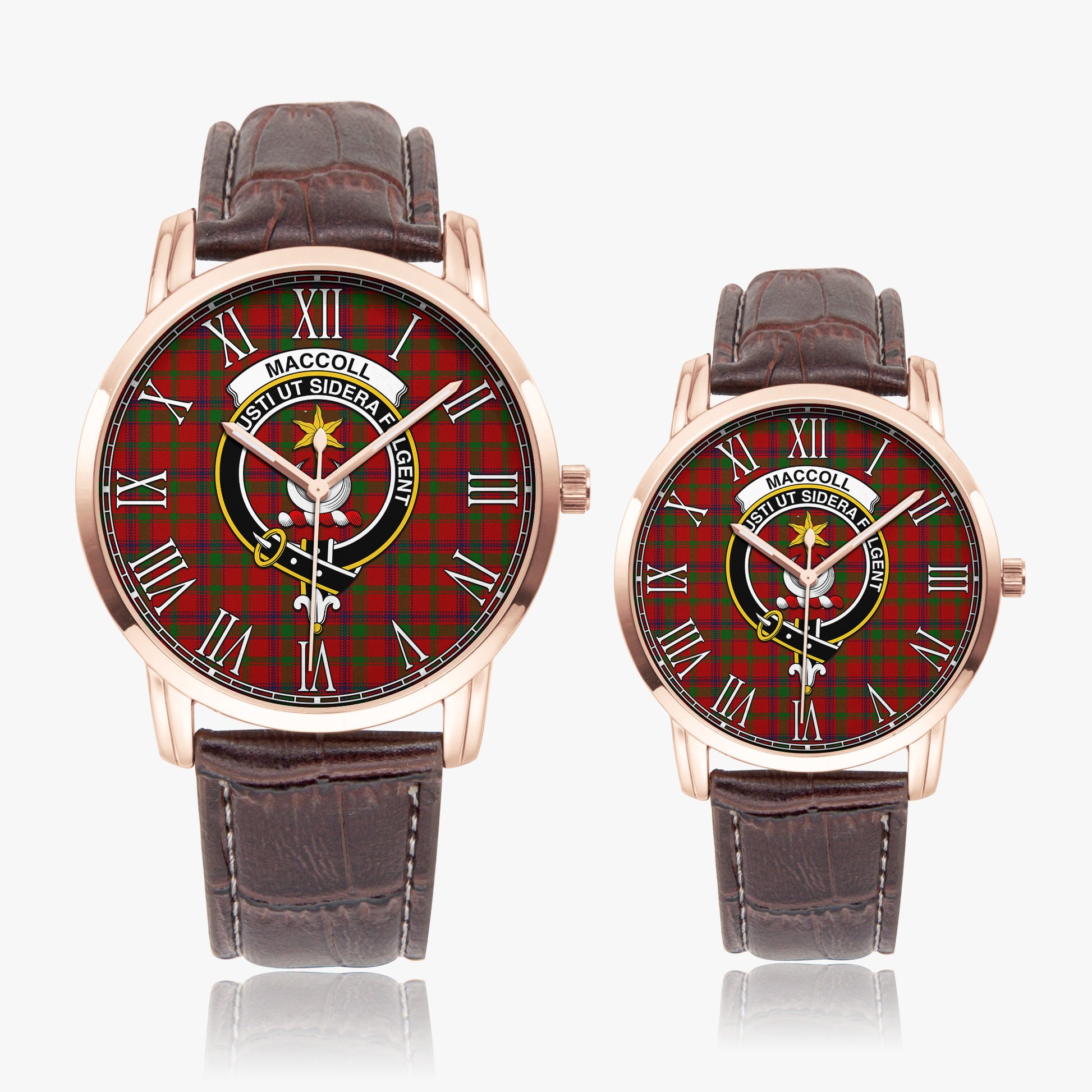 MacColl (McColl) Tartan Family Crest Leather Strap Quartz Watch - Tartan Vibes Clothing