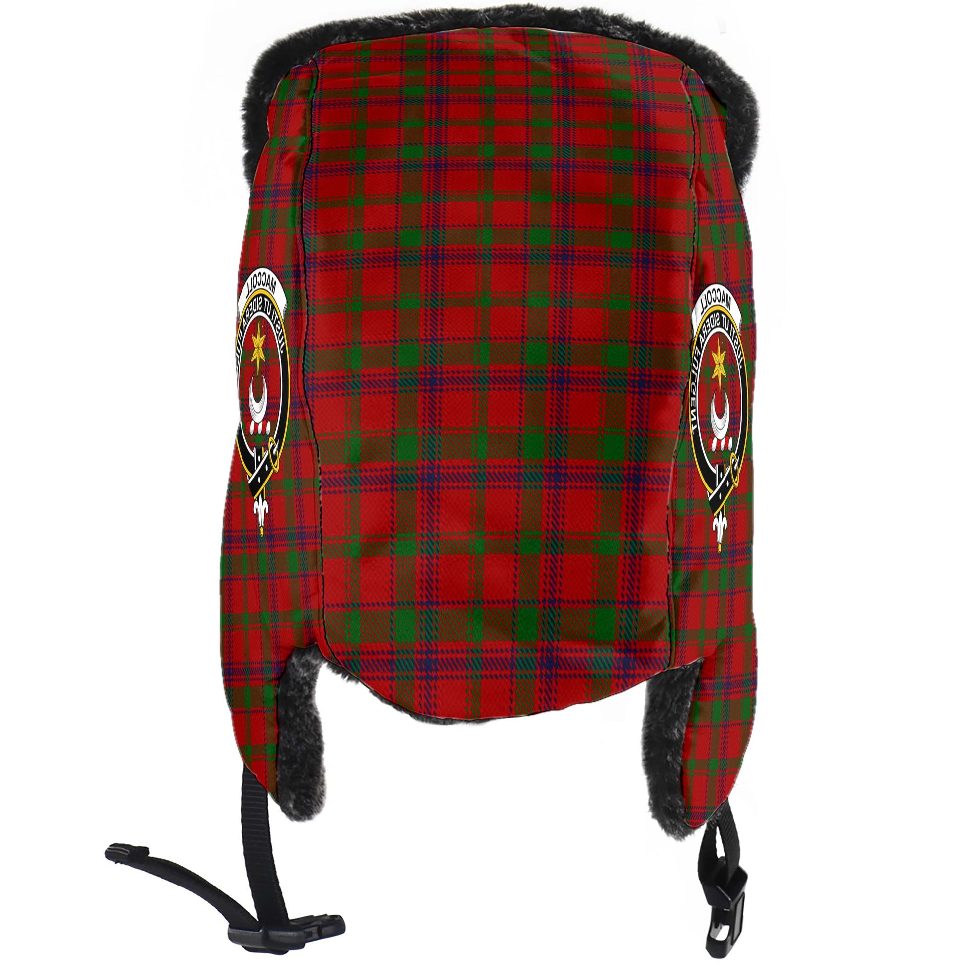 MacColl (McColl) Tartan Winter Trapper Hat with Family Crest - Tartan Vibes Clothing