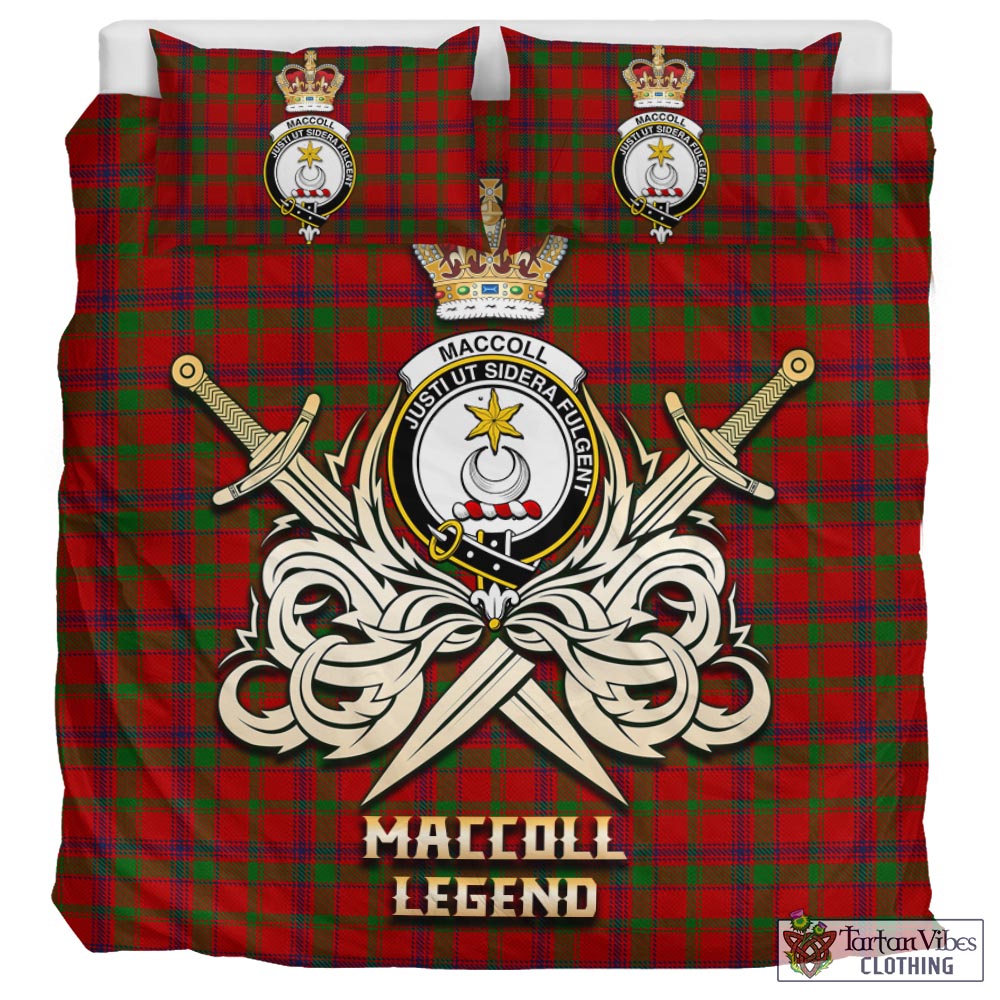 Tartan Vibes Clothing MacColl Tartan Bedding Set with Clan Crest and the Golden Sword of Courageous Legacy