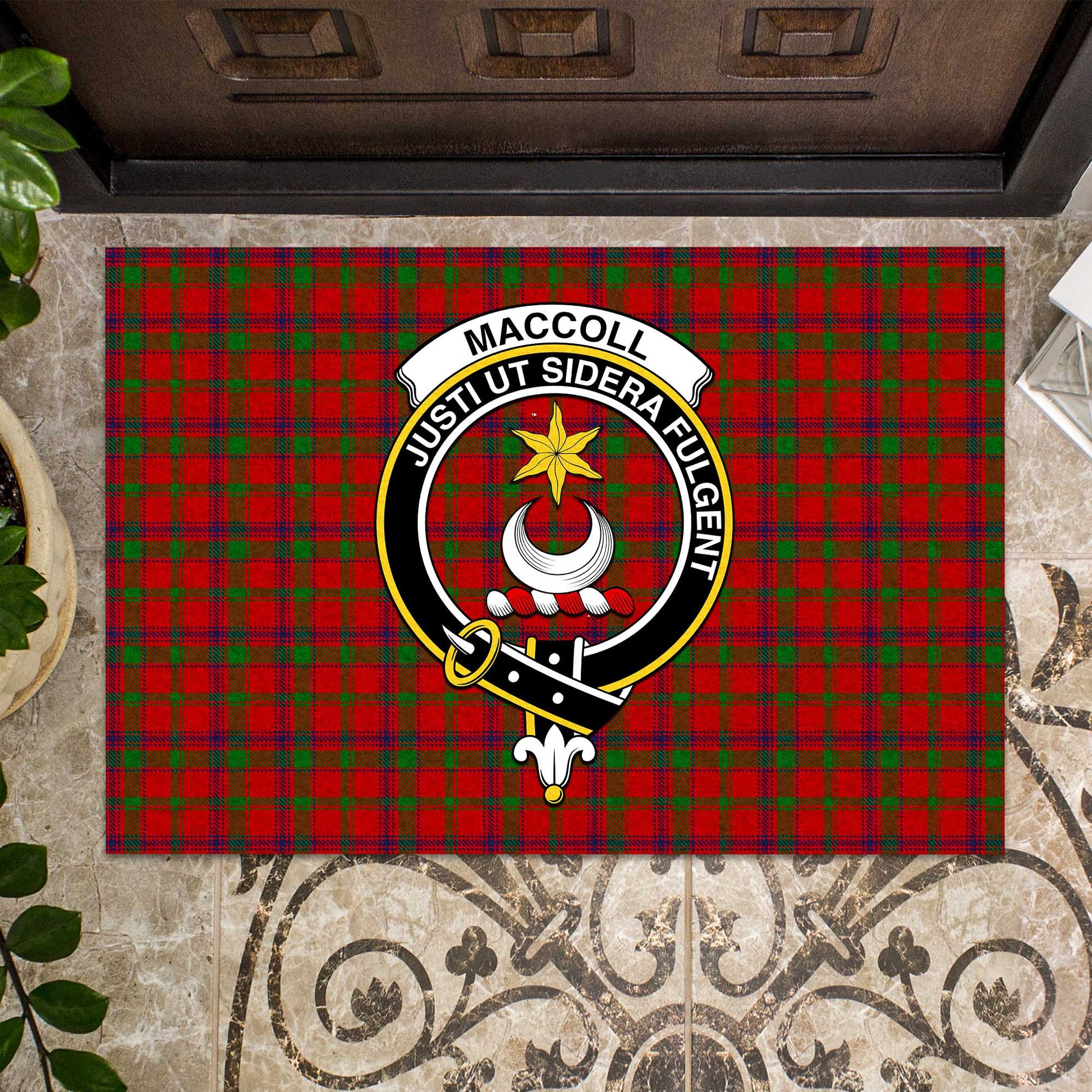 MacColl (McColl) Tartan Rubber Doormat with Family Crest - Tartan Vibes Clothing