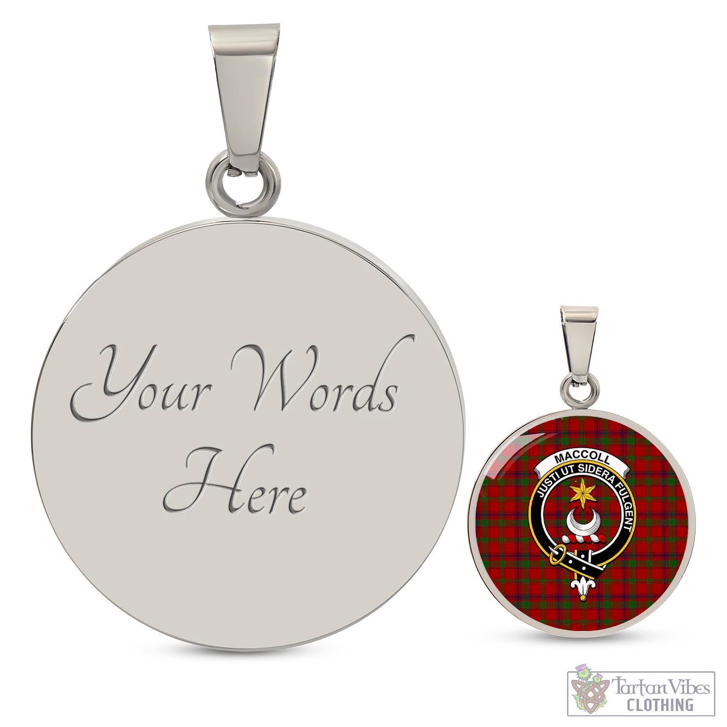 MacColl (McColl) Tartan Circle Necklace with Family Crest Luxury Necklace (Silver) Yes - Tartan Vibes Clothing