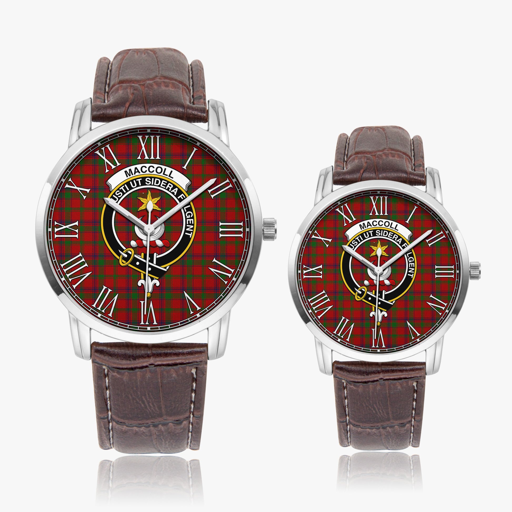 MacColl (McColl) Tartan Family Crest Leather Strap Quartz Watch - Tartan Vibes Clothing