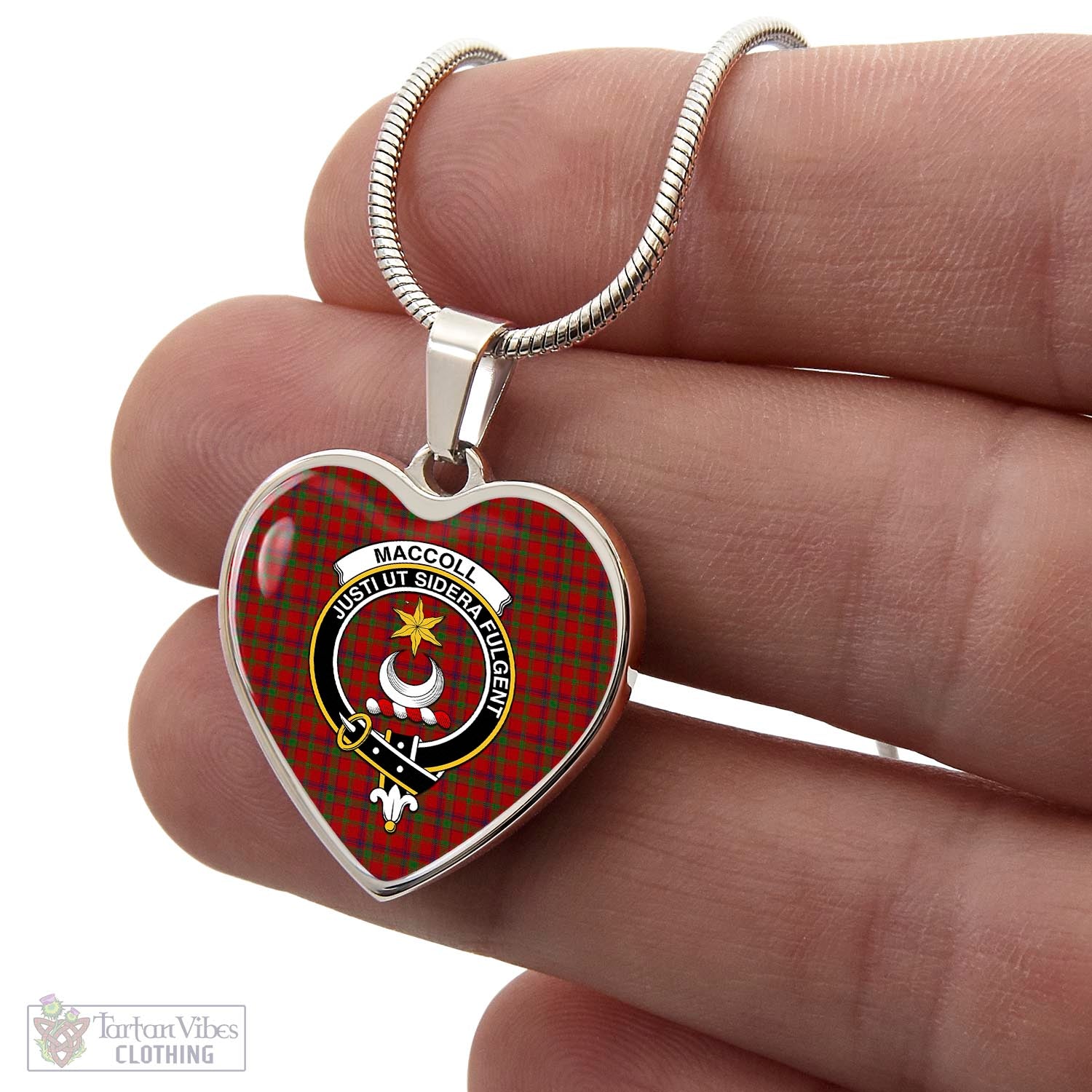 MacColl (McColl) Tartan Heart Necklace with Family Crest - Tartan Vibes Clothing