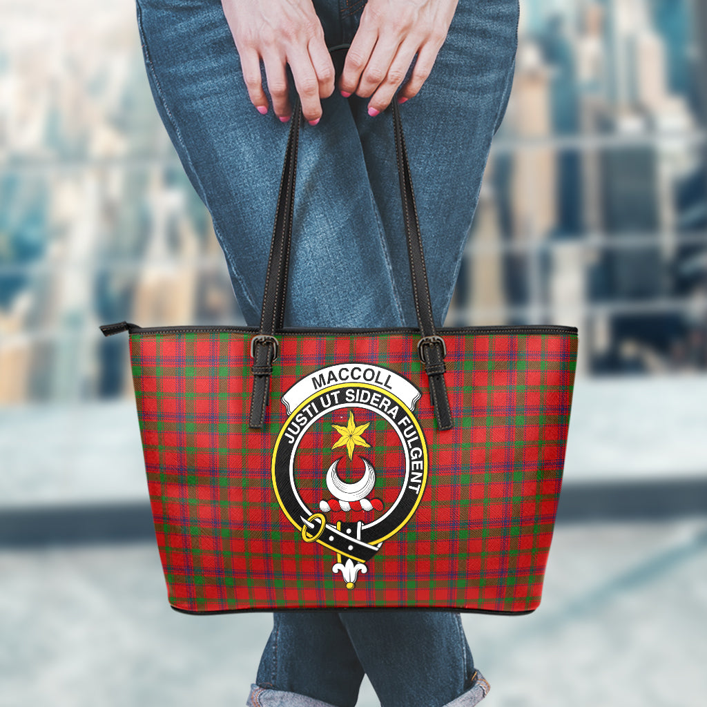 MacColl (McColl) Tartan Leather Tote Bag with Family Crest - Tartan Vibes Clothing